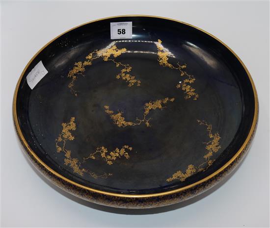Large blue gilt decorative bowl